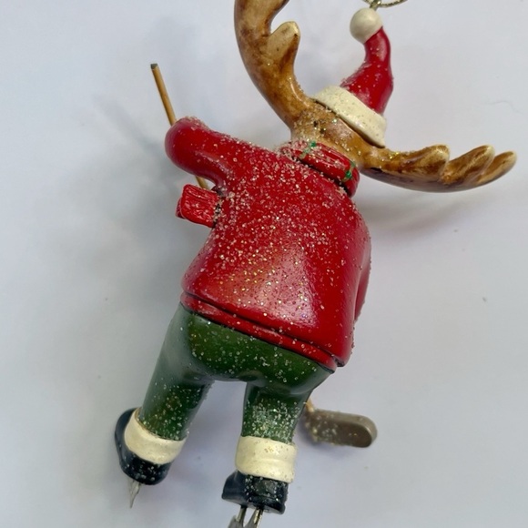 Holiday Hockey Moose Player Ornament - Picture 3 of 3